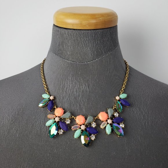 J. Crew Jewelry - J. Crew Gold Blue & Green Cut Glass Necklace J. Crew Jewelry - J. Crew Gold Blue & Green Cut Glass Necklace